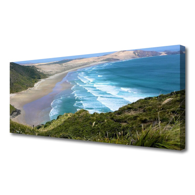 Canvas Wall art Beach sea landscape brown white blue