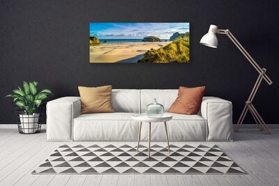 Canvas Wall art Beach rocks landscape brown grey green