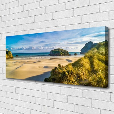 Canvas Wall art Beach rocks landscape brown grey green