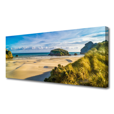 Canvas Wall art Beach rocks landscape brown grey green