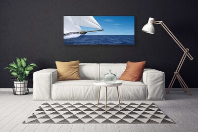 Canvas Wall art Boat sea landscape white blue