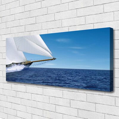 Canvas Wall art Boat sea landscape white blue