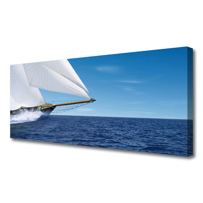 Canvas Wall art Boat sea landscape white blue