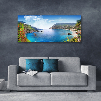 Canvas Wall art Bay landscape grey brown green blue