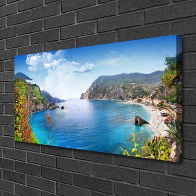 Canvas Wall art Bay landscape grey brown green blue