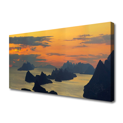 Canvas Wall art Sea rocks landscape green black yellow grey