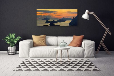 Canvas Wall art Sea rocks landscape green black yellow grey