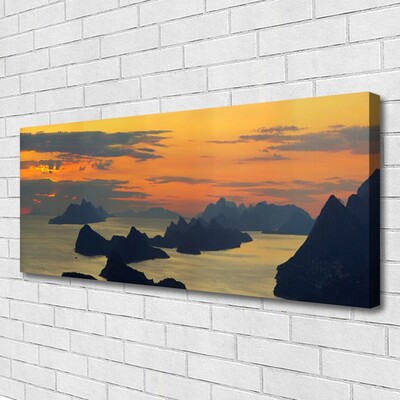 Canvas Wall art Sea rocks landscape green black yellow grey