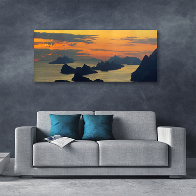 Canvas Wall art Sea rocks landscape green black yellow grey