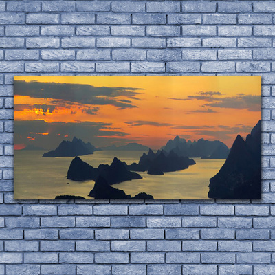 Canvas Wall art Sea rocks landscape green black yellow grey