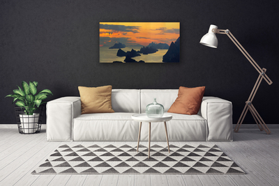 Canvas Wall art Sea rocks landscape green black yellow grey