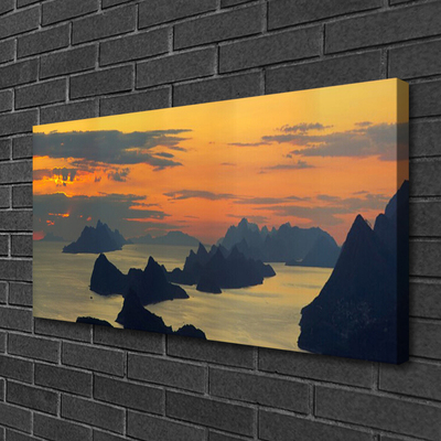 Canvas Wall art Sea rocks landscape green black yellow grey