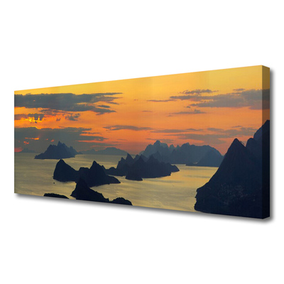 Canvas Wall art Sea rocks landscape green black yellow grey