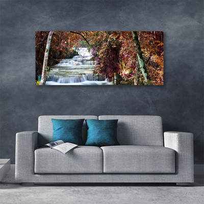 Canvas Wall art Waterfall forest nature white brown