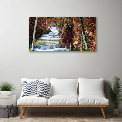 Canvas Wall art Waterfall forest nature white brown