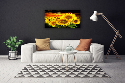 Canvas Wall art Sunflowers floral yellow brown