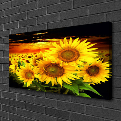 Canvas Wall art Sunflowers floral yellow brown