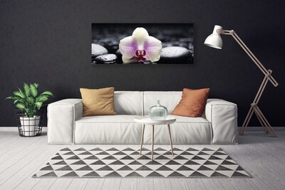 Canvas Wall art Flower stones floral pink white black