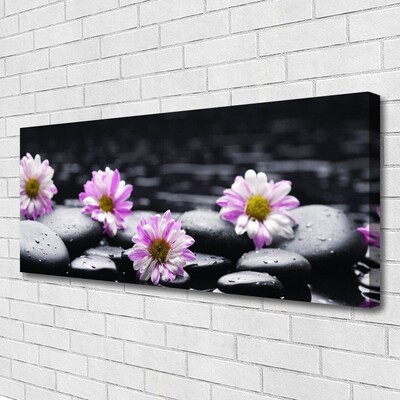 Canvas Wall art Flower stones floral pink white black