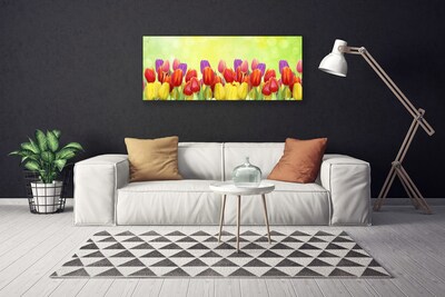 Canvas Wall art Tulips floral yellow red pink