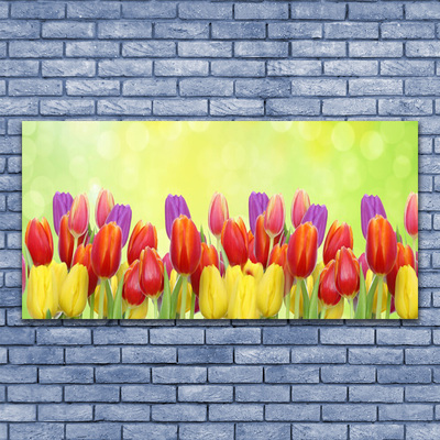 Canvas Wall art Tulips floral yellow red pink