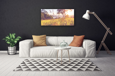 Canvas Wall art Meadow grass tree nature green brown