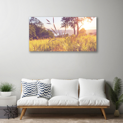 Canvas Wall art Meadow grass tree nature green brown