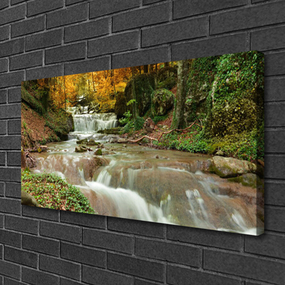 Canvas Wall art Waterfall forest nature brown green