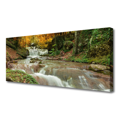 Canvas Wall art Waterfall forest nature brown green