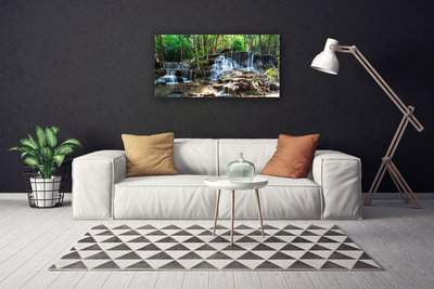 Canvas Wall art Waterfall forest nature brown green white