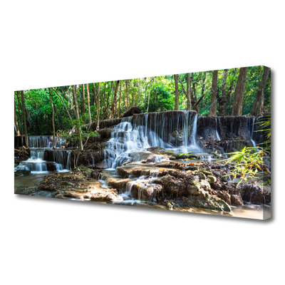 Canvas Wall art Waterfall forest nature brown green white