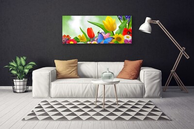 Canvas Wall art Butterfly flowers nature multi