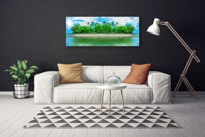 Canvas Wall art Sea island landscape blue brown green