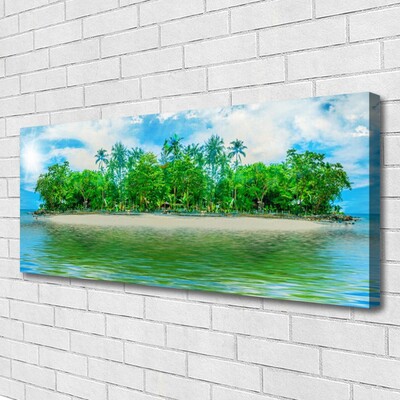 Canvas Wall art Sea island landscape blue brown green