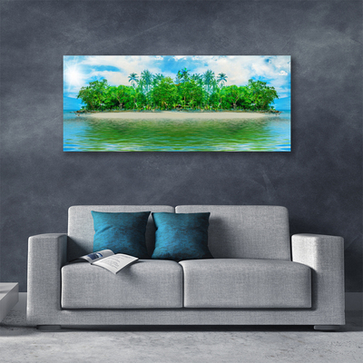 Canvas Wall art Sea island landscape blue brown green