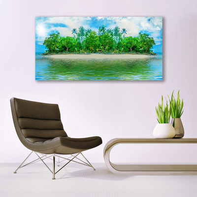 Canvas Wall art Sea island landscape blue brown green