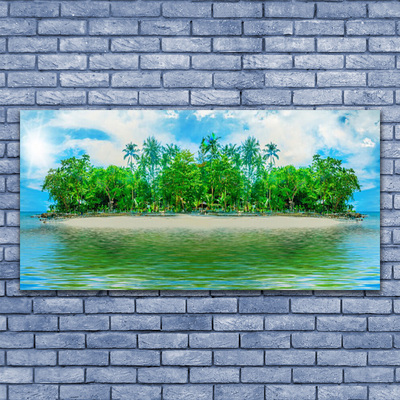 Canvas Wall art Sea island landscape blue brown green