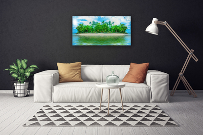 Canvas Wall art Sea island landscape blue brown green