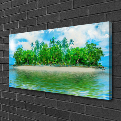 Canvas Wall art Sea island landscape blue brown green