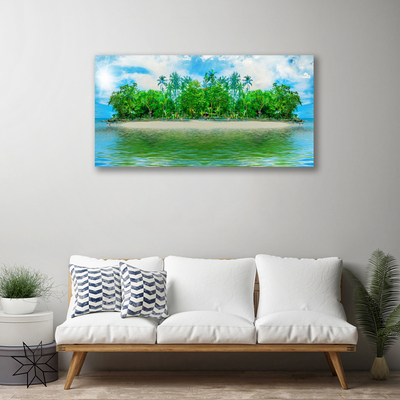 Canvas Wall art Sea island landscape blue brown green