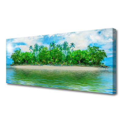 Canvas Wall art Sea island landscape blue brown green