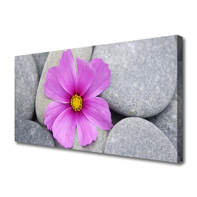 Canvas Wall art Flower stones floral pink grey