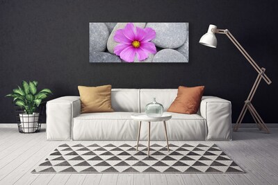 Canvas Wall art Flower stones floral pink grey