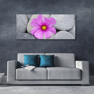 Canvas Wall art Flower stones floral pink grey