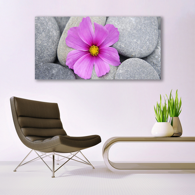 Canvas Wall art Flower stones floral pink grey