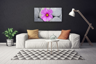 Canvas Wall art Flower stones floral pink grey