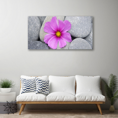 Canvas Wall art Flower stones floral pink grey