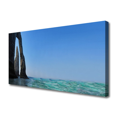 Canvas Wall art Rock sea landscape grey blue