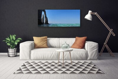 Canvas Wall art Rock sea landscape grey blue