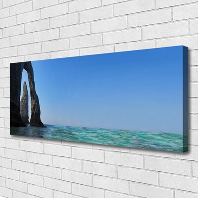 Canvas Wall art Rock sea landscape grey blue